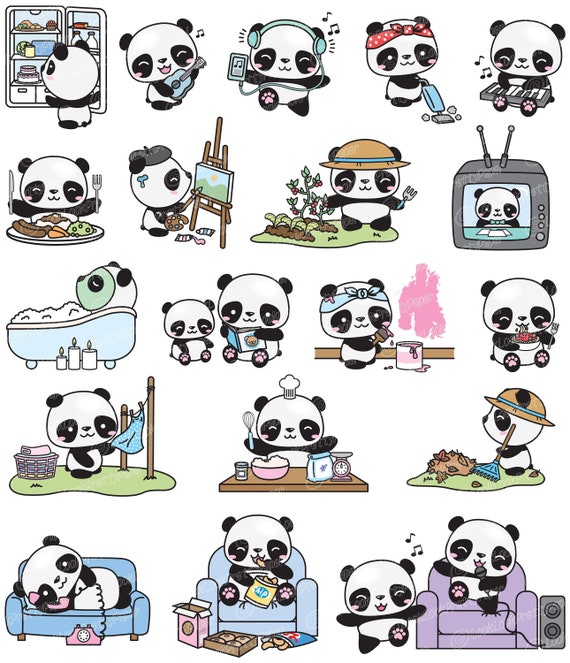 Premium Vector Clipart - Kawaii Pandas - Cute Pandas Clipart Set - High  Quality Vectors - Instant Download - Kawaii Clipart