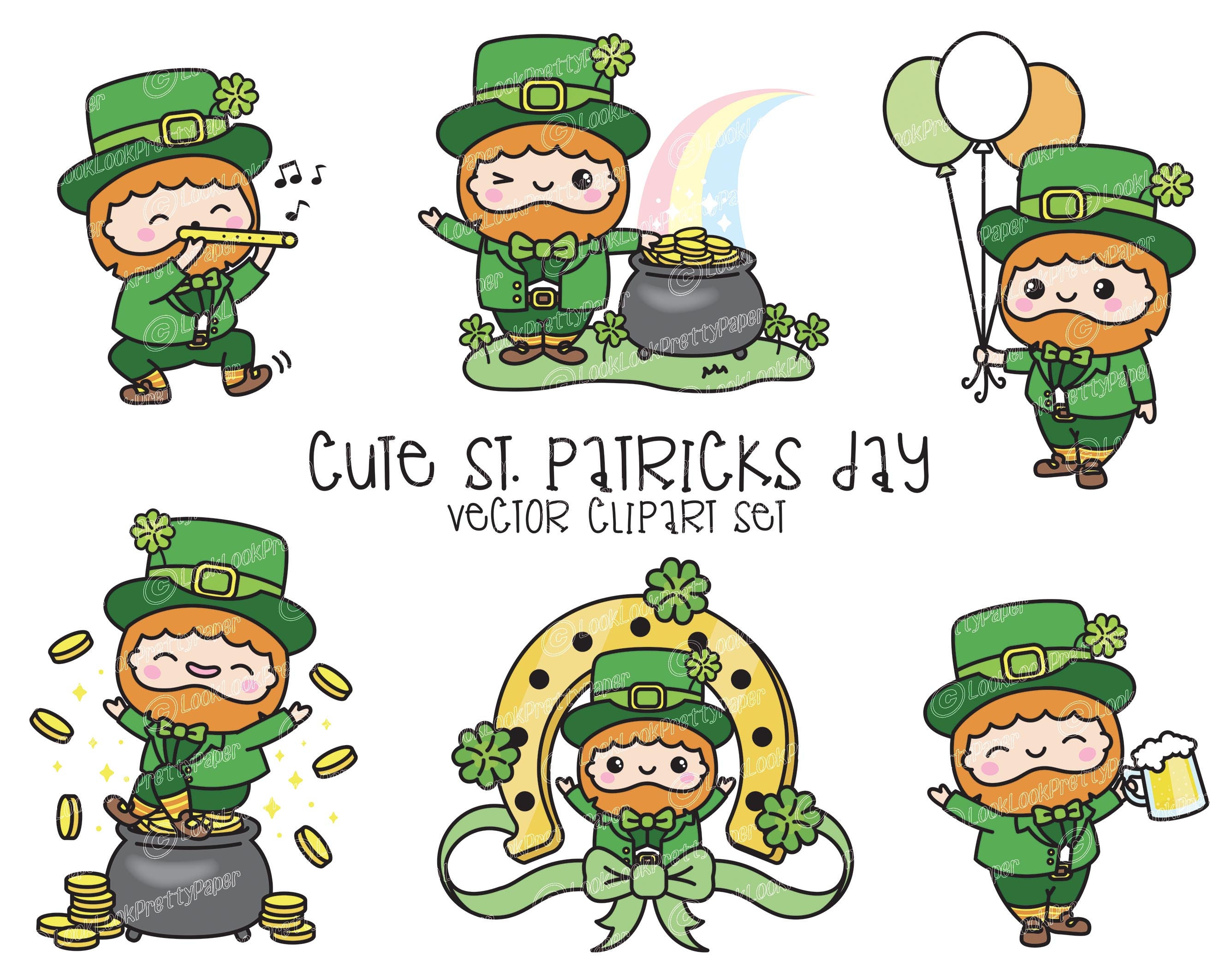 Premium Vector Clipart Kawaii St Patrick's Day Clipart Set Cute Leprechaun  Clipart High Quality Vectors Kawaii Clipart -  Hong Kong