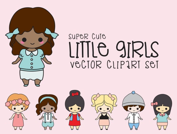 Premium Vector Clipart Kawaii Girls Clipart Kawaii Children Clip Art Set  High Quality Vectors Instant Download Kawaii Clipart (Instant Download) 