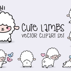 Premium Vector Clipart - Kawaii Lambs - Cute Lamb Clipart Set - High Quality Vectors - Instant Download - Kawaii Clipart - Kawaii Sheep