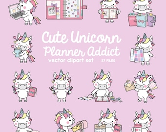 Premium Vector Clipart - Kawaii Birthday Unicorns - Cute Birthday Unicorns Clipart Set - High Quality Vectors - Kawaii Birthday Clipart