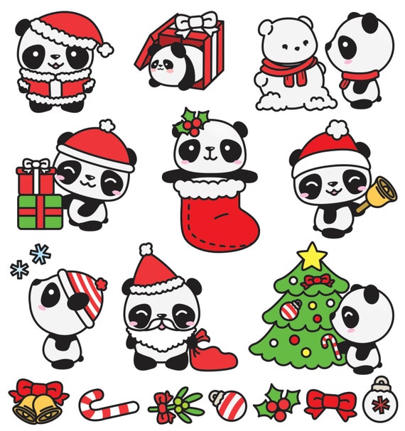 Premium Vector Clipart - Kawaii Panda - Cute Pandas Planner Addict Clipart  - Panda Loves Planning - Instant Download - Kawaii Clipart