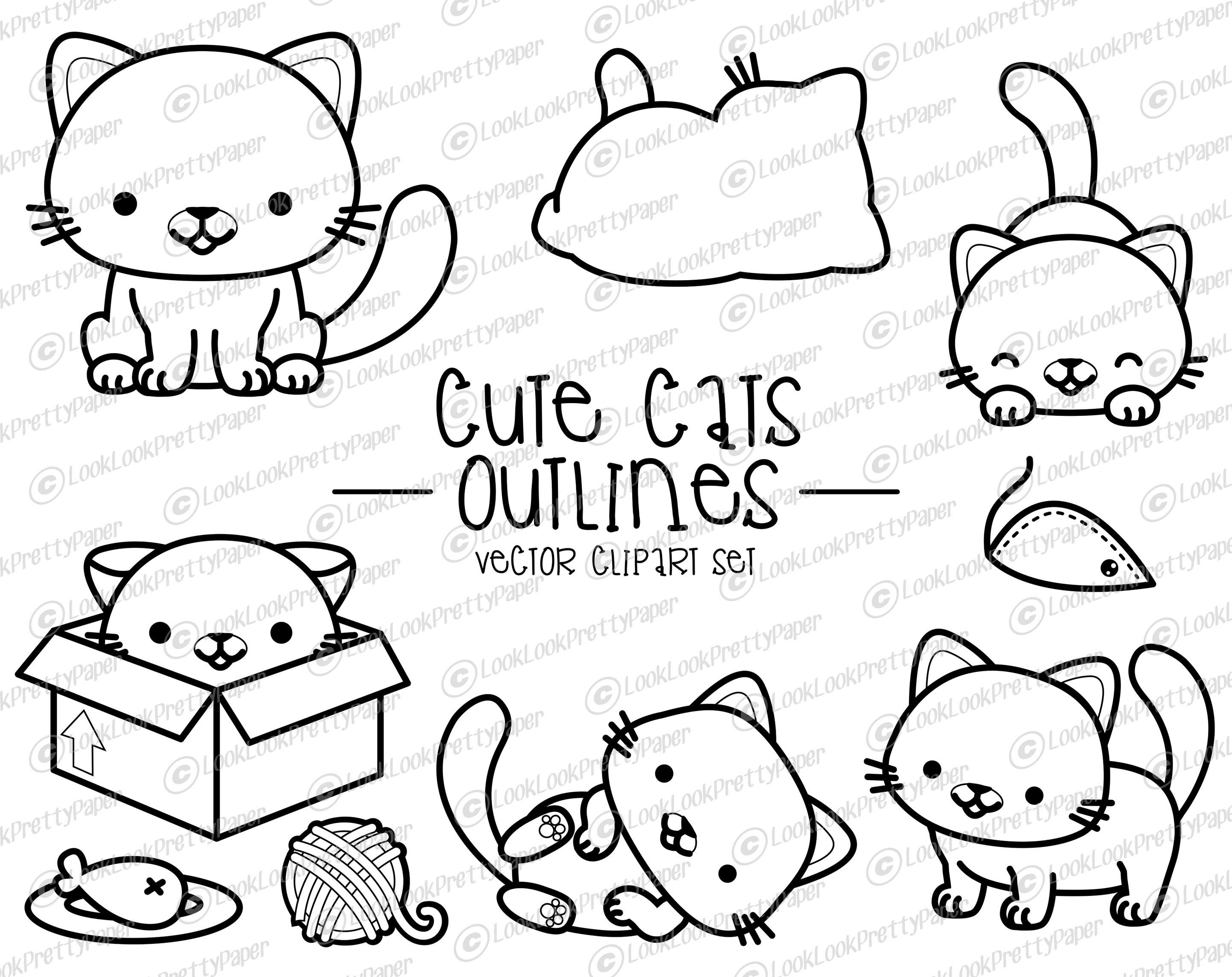 Kitty Outline Clipart