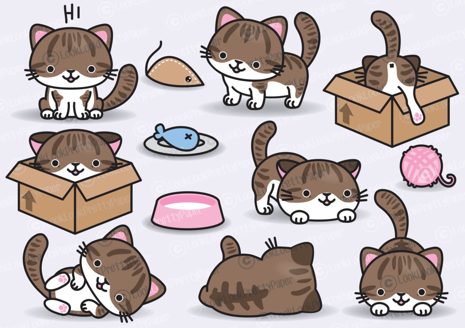 Premium Vektor Clipart Kawaii Katzen süße Katzen Clipart | Etsy