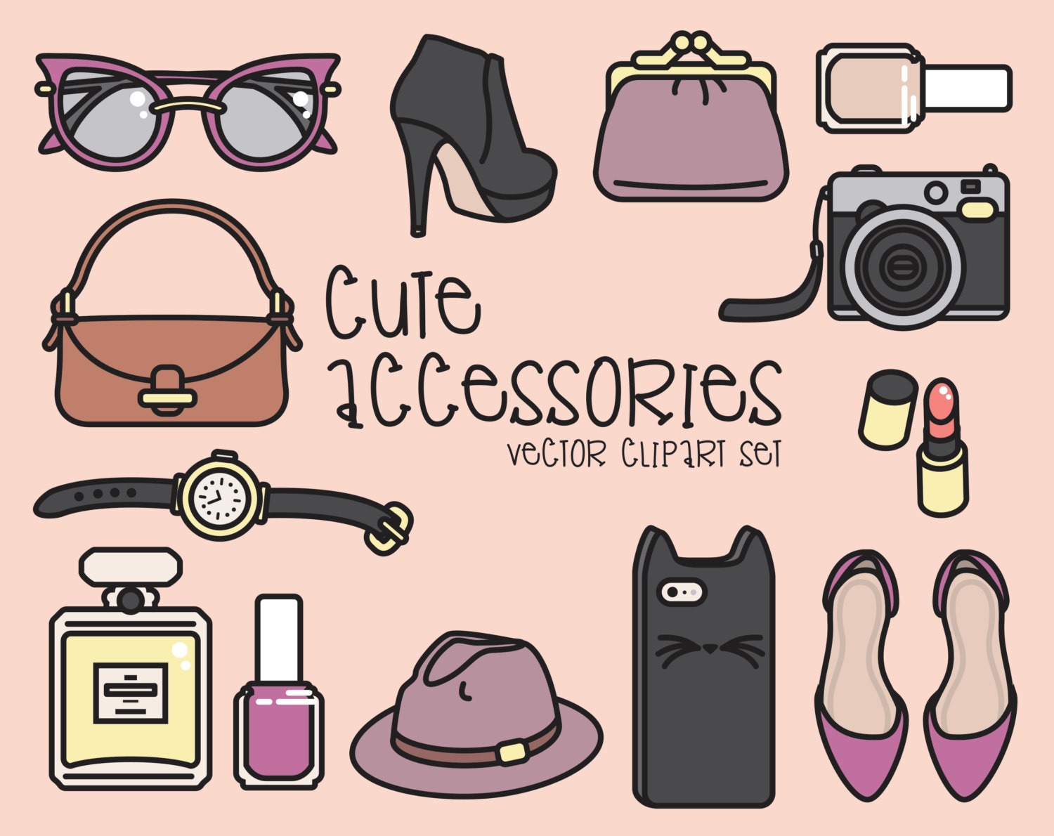 Premium Vector Clipart Pretty Accessories Clipart Kawaii Fashion