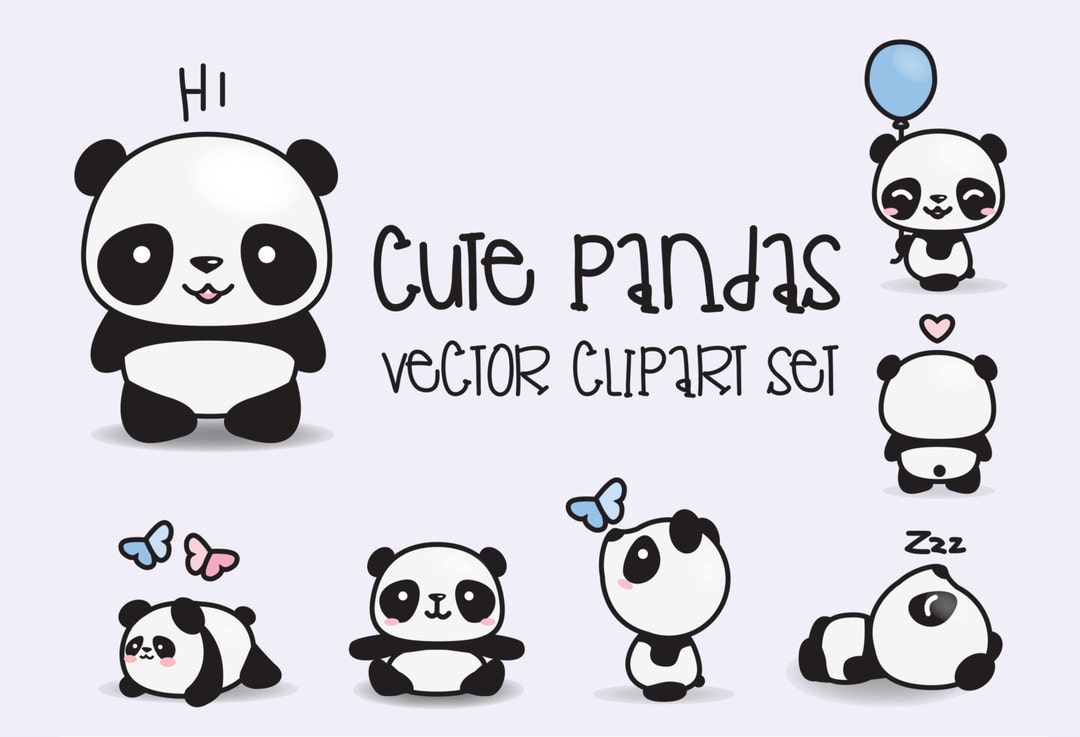 Premium Vector Clipart - Kawaii Panda - Cute Pandas Planner Addict Clipart  - Panda Loves Planning - Instant Download - Kawaii Clipart