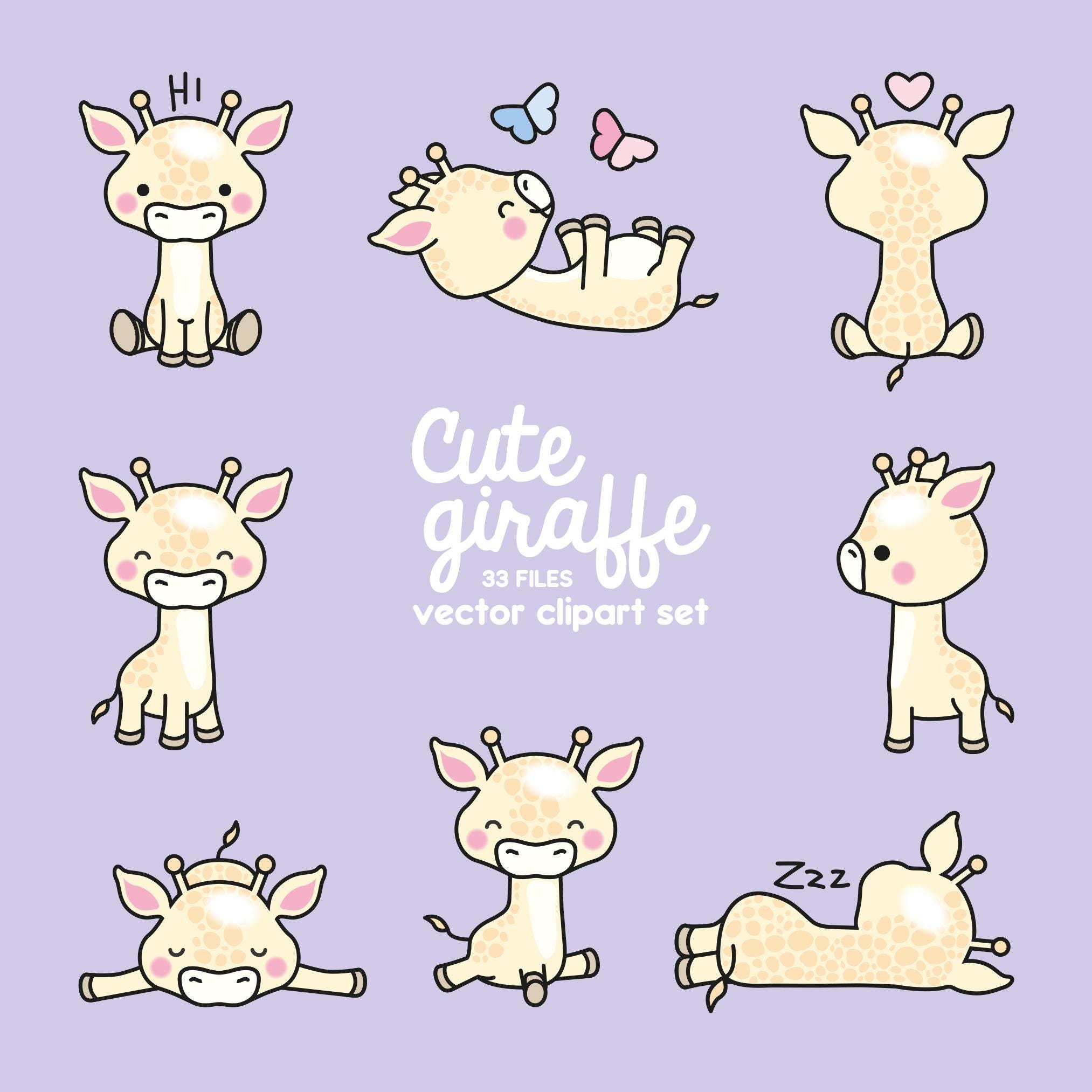 Premium Vector Clipart - Kawaii Giraffes - Cute Giraffes Clipart Set ...
