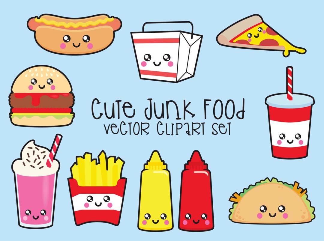 Perfect Match Kawaii Clipart Set Cute Food Clip Art Friendship 