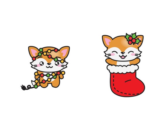 Christmas Cat 'Nikki' with Hat and Holly Collar Earrings Christmas Cat 'Nikki' with Hat and Holly Collar Earrings