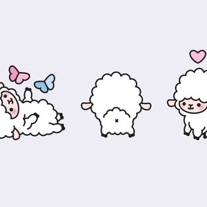 Premium Vector Clipart Kawaii Lambs Cute Lamb Clipart Set High Quality Vectors Instant Download Kawaii Clipart Kawaii Sheep image 4