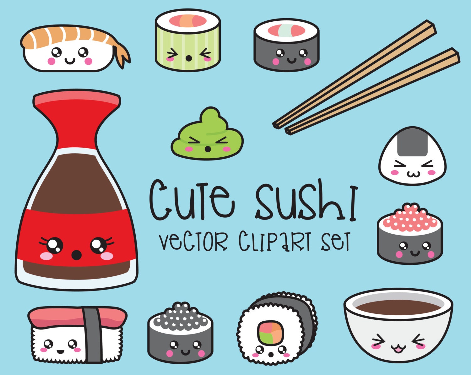 Perfect Match Kawaii Clipart Set Cute Food Clip Art Friendship 