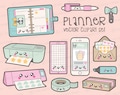 Premium Vector Clipart - Kawaii Planning Clipart - Kawaii Planner Clip Art Set - High Quality Vectors - Planner Supplies Kawaii Clipart