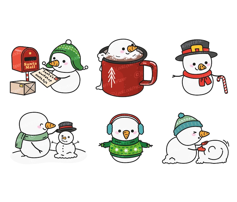 Premium Vector Clipart - Kawaii Snowman - Cute Christmas Snowmen ...
