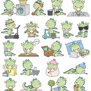 Premium Vektor Clipart Kawaii Dragon Cute Dragons Planning Clipart Sofort Download Kawaii Clipart Bild 2