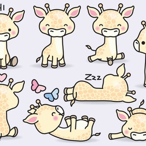 Premium Vector Clipart - Kawaii Giraffes - Cute Giraffes Clipart Set ...