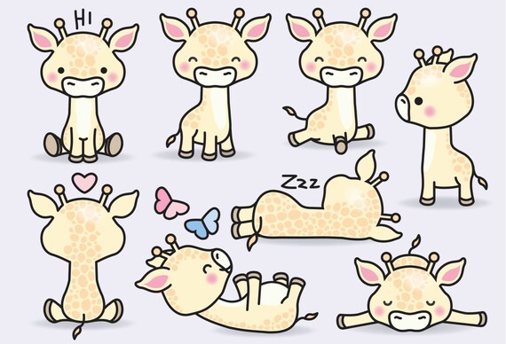 Premium Vector Clipart Kawaii Giraffes Cute Giraffes Etsy Premium Vector Clipart Kawaii Giraffes Cute Giraffes Etsy