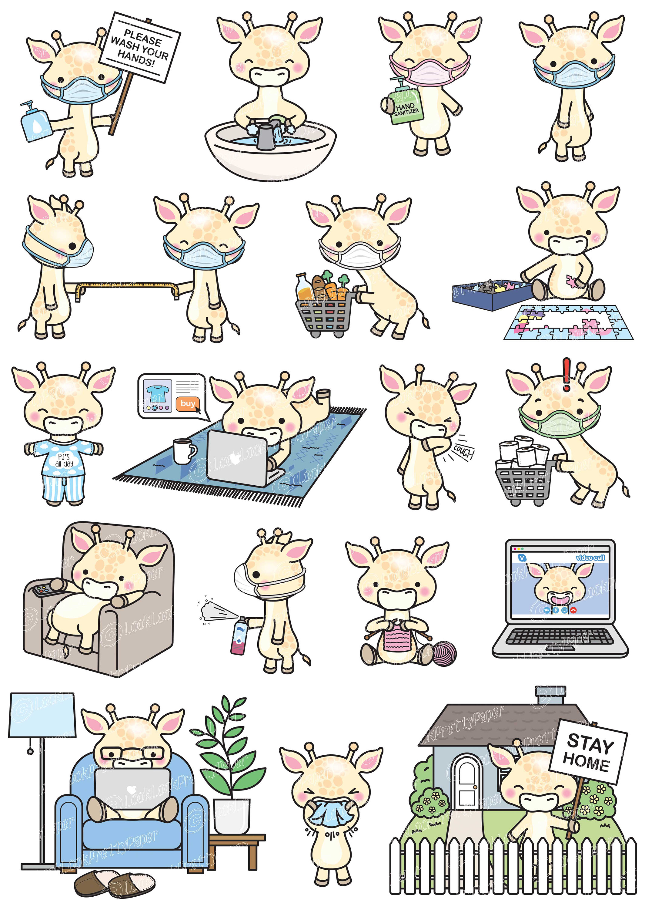 Premium Vector Clipart - Kawaii Giraffe - Cute Giraffe Social ...