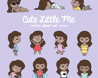Premium Vector Clipart - Cute Me - Kawaii Girls - Cute Girls Clipart Set - High Quality Vectors - Instant Download - Kawaii Clipart