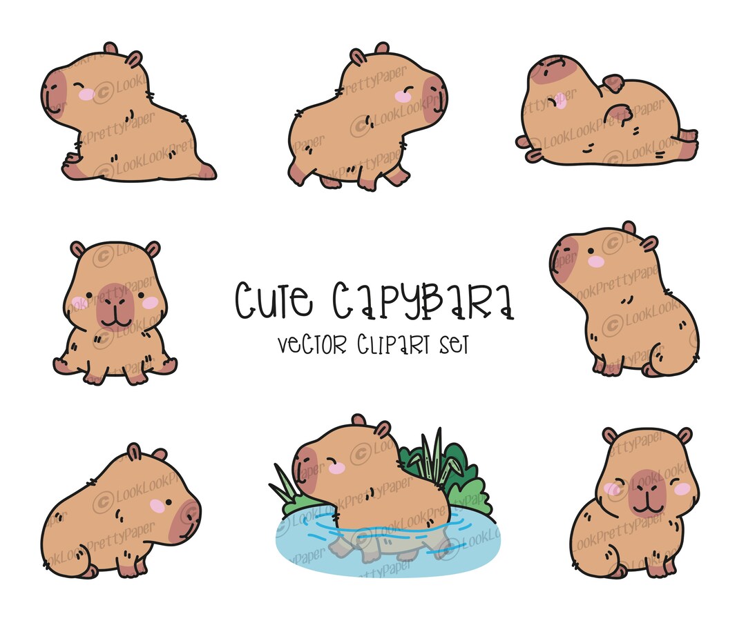 Premium Vector Clipart Kawaii Capybara Cute Capybara Clipart Instant Premium Vector Clipart Kawaii Capybara Cute Capybara Clipart Instant