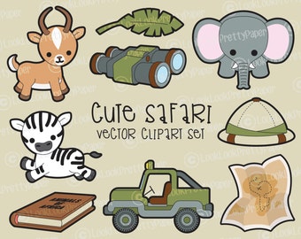 Premium Vector Clipart - Kawaii Safari Clipart - Kawaii Safari Clip art Set - High Quality Vectors - Instant Download - Kawaii Clipart