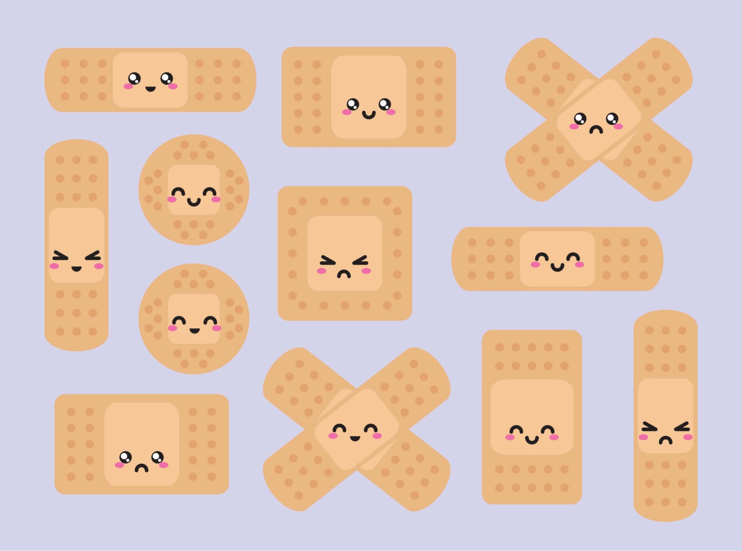 Premium Vector Clipart Kawaii Bandaids Cute Bandaids Etsy Australia