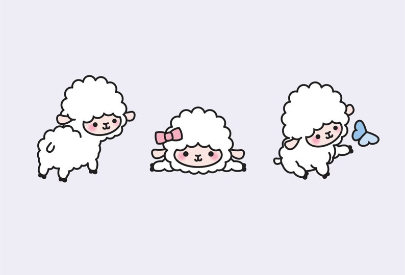 Premium Vector Clipart Kawaii Lambs Cute Lamb Clipart Set High Quality Vectors Instant Download Kawaii Clipart Kawaii Sheep image 5