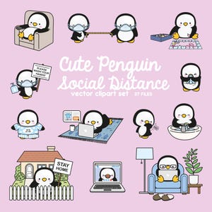 Premium Vector Clipart - Kawaii Penguin - Cute Penguin Social ...
