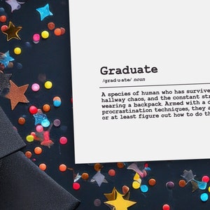 Définition des diplômés - Carte de voeux amusante pour l'obtention du diplôme d'études secondaires - Cadeau de remise des diplômes