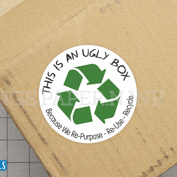 Ugly Box Shipping Label, Reused Shipping Package,  Custom Business Stickers, Small Business Stickers, Shipping Stickers, Custom Labels