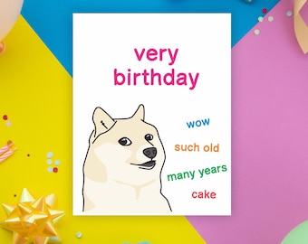 Tarjeta de felicitación de cumpleaños divertida con meme de perro