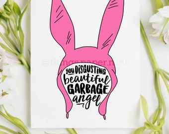 Bob's Burgers Greeting Card, Louise Belcher Card, Funny Greeting Card, Pink Bunny Ears, Valentines Day Card, Bob's Burgers Gifts