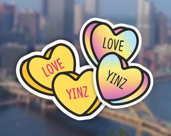 Pittsburgh Love Yinz Candy Heart Sticker - Etsy
