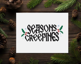 Tarjeta de felicitación navideña gótica de Seasons Creepings