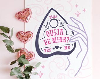 ¿Quieres ser mía? Tarjeta de San Valentín con planchette parlante.