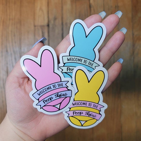 Bienvenidos a Peep Show: pegatinas impermeables de Pascua con conejito de malvavisco