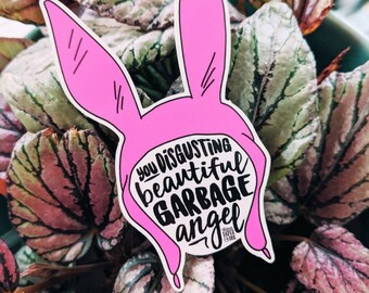 Disgusting Beautiful Garbage Angel Pink Bunny Hat Sticker