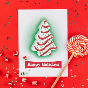 Weihnachtsbaum-Kuchen-Feiertags-Weihnachtsgruß-Karte