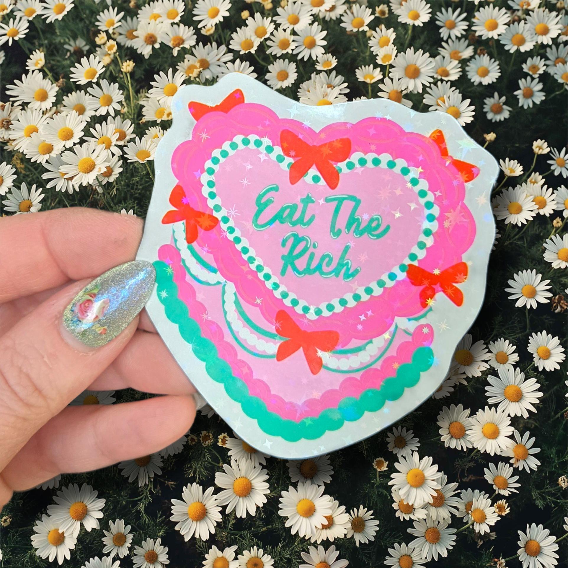Vintage Cake Eat the Rich Waterproof Sparkly Sticker