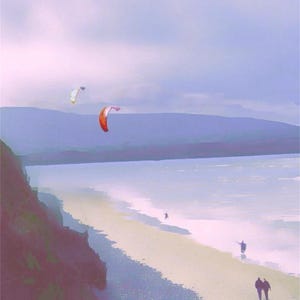 Póster impreso de la playa de Strandhill en Sligo, Irlanda