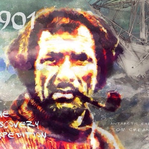 Póster impreso de Tom Crean, explorador antártico, directo del artista