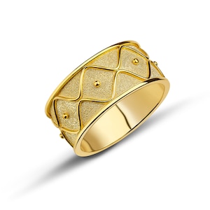Byzantine Band, Byzantine Ring, 18K Gold Byzantine Ring, Solid Gold Ring, Greek Style Ring, Greek Band, Greek Jewelry Christmas