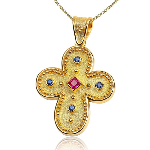 Ruby Cross Byzantine Cross Greek Cross Gold Cross Orthodox - Etsy