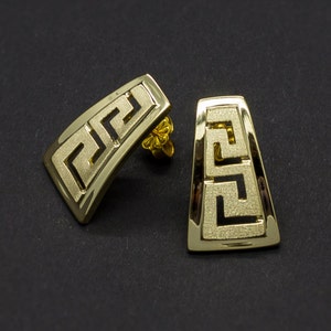 Griekse oorbellen goud, Griekse sleuteloorbellen, 14K massief gouden oorbellen, Griekse gouden sieraden oorbellen, elegante oorbellen Meander oorbellen