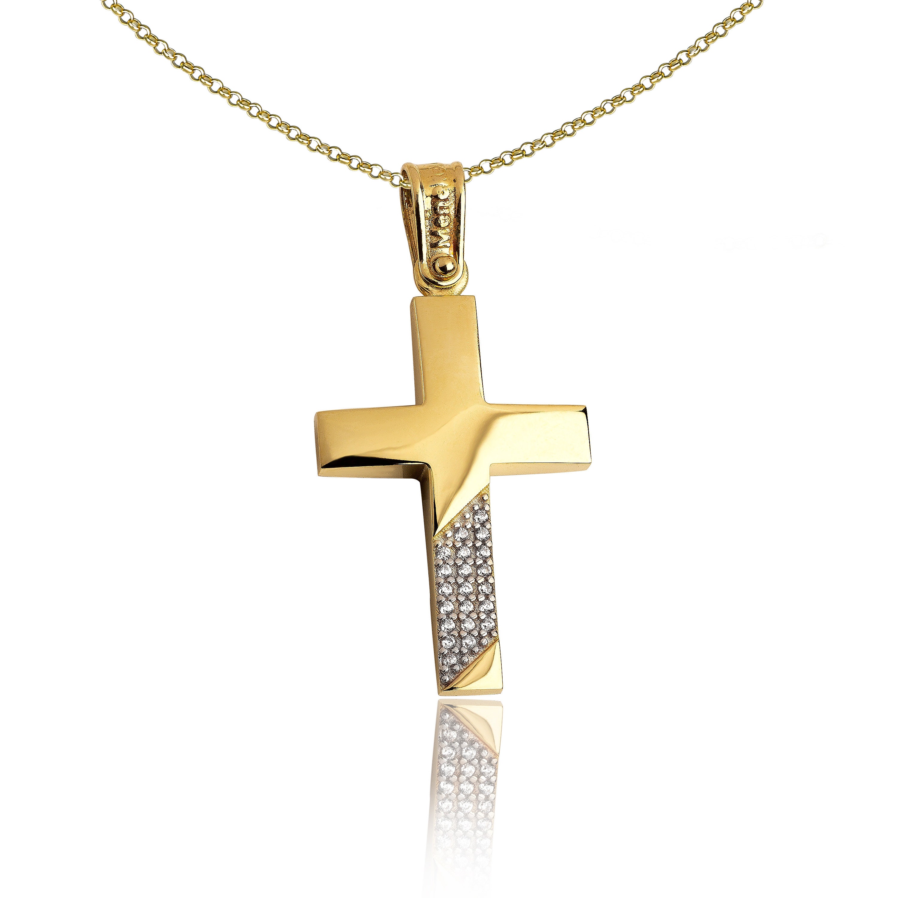 Unisex Cross Pendant Cz Double Sided 