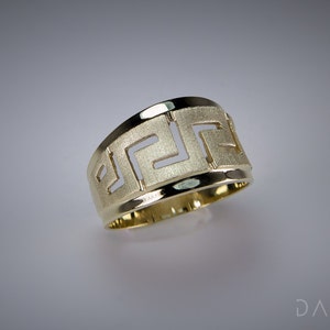 Ancient Greek Ring,Greek Key Band 14K Solid Yellow Gold Ring Greek Jewelry Roman Greek Art High Quality Handmade Jewelry Symbol