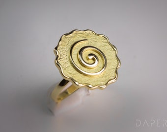 Greek Spiral Ring 14K solid gold-High Quality Handmade product.Ancient Greek Ring, High Quality Gold Ring