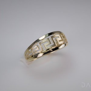 Greek Key Band 14K Solid Yellow Gold Ring Greek Jewelry Roman Greek Art High Quality Handmade Jewelry Labyrinth Symbol Meander luxury Ring