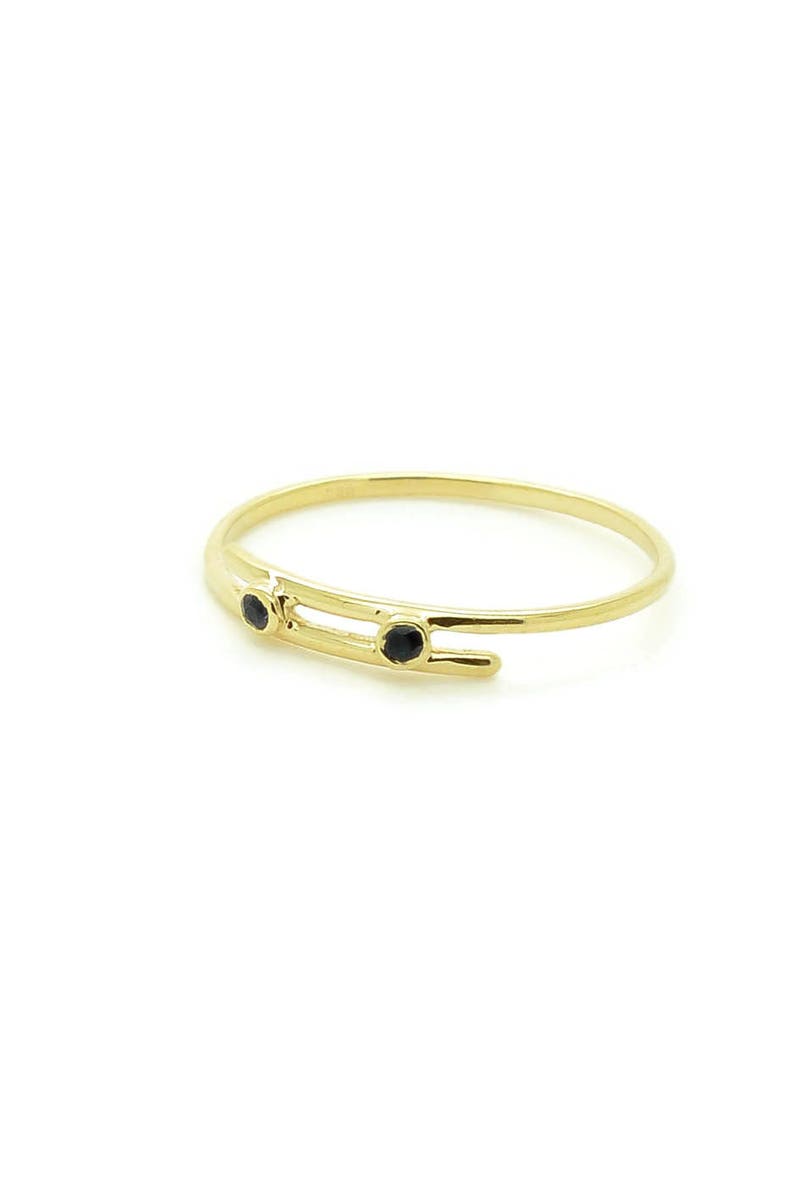 Black Diamond Rings Delicate Black Diamond Ring Dainty Rings For Women Tiny Gold Rings Thin Gold Ring 14K Double Black Diamond Ring