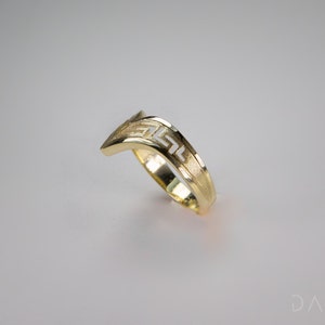 Simple Solid Gold Ring, Greek Key Band 14K Solid Yellow Gold Ring Greek Jewelry Roman High Quality Handmade Jewelry Meander, Made In Greece