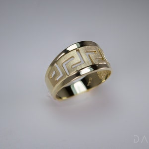 Tapered Ring, Greek Key Ring, 14K Solid Gold Ring, Greek Meander Ring, Ancient Greek Ring, Greek Meander, Greek Jewelry,